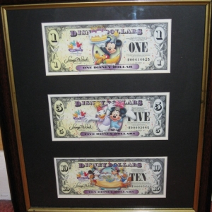 Framed Disney Dollars
