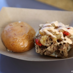 Kalua Pork Slider with Sweet and Sour Dole Pineapple Chutney and Spicy Mayo