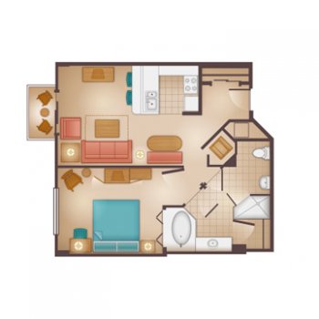 Floorplans for 1-bedroom Villa at Disney's Beach Club Resort